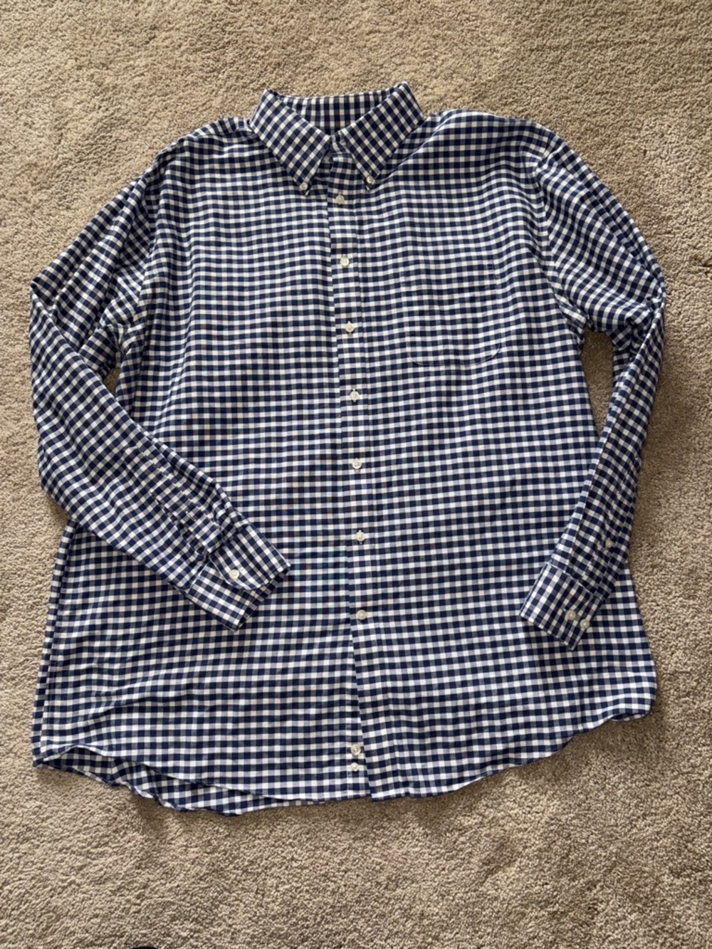 Van Heusen Navy and White Gingham Button-Down Shirt